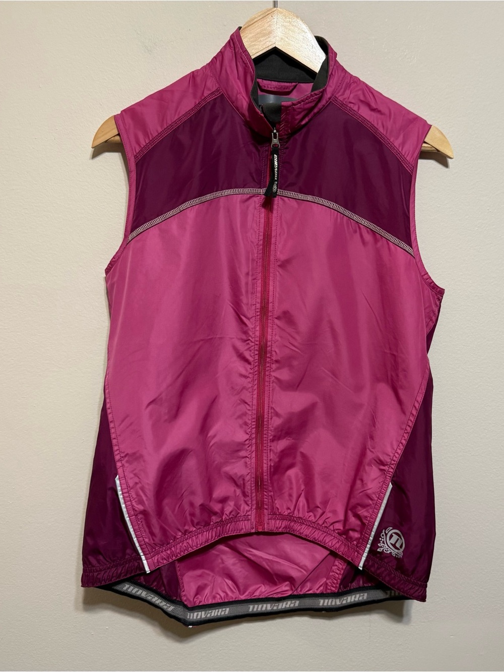 Novara Women Pink Cycling Vest Large Mesh Back Pocket Zip Up EUC